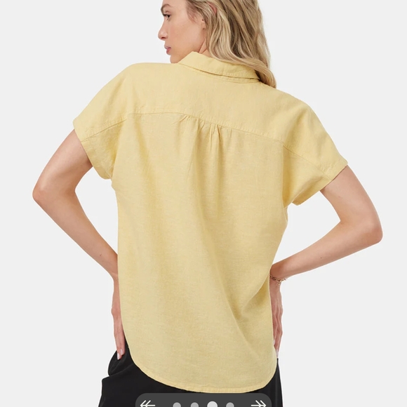 Yellow Women's Hemp Button-Up Top - Picture 2 of 7